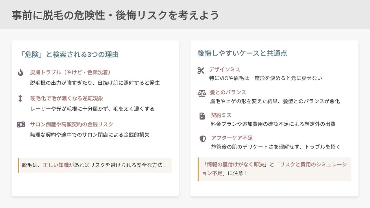 脱毛の危険性と後悔リスクを考える