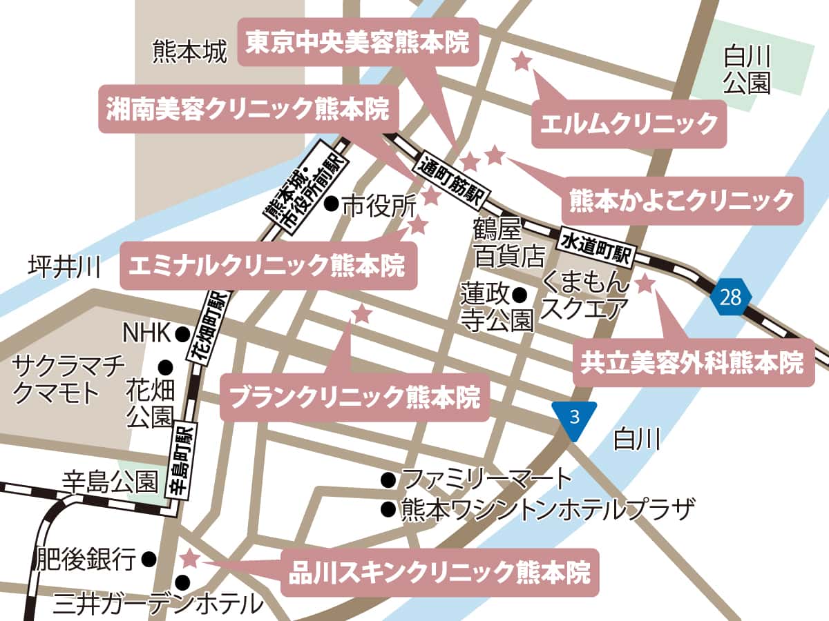 熊本のクリニックの地図