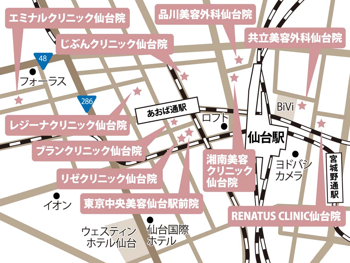 仙台のクリニックの地図