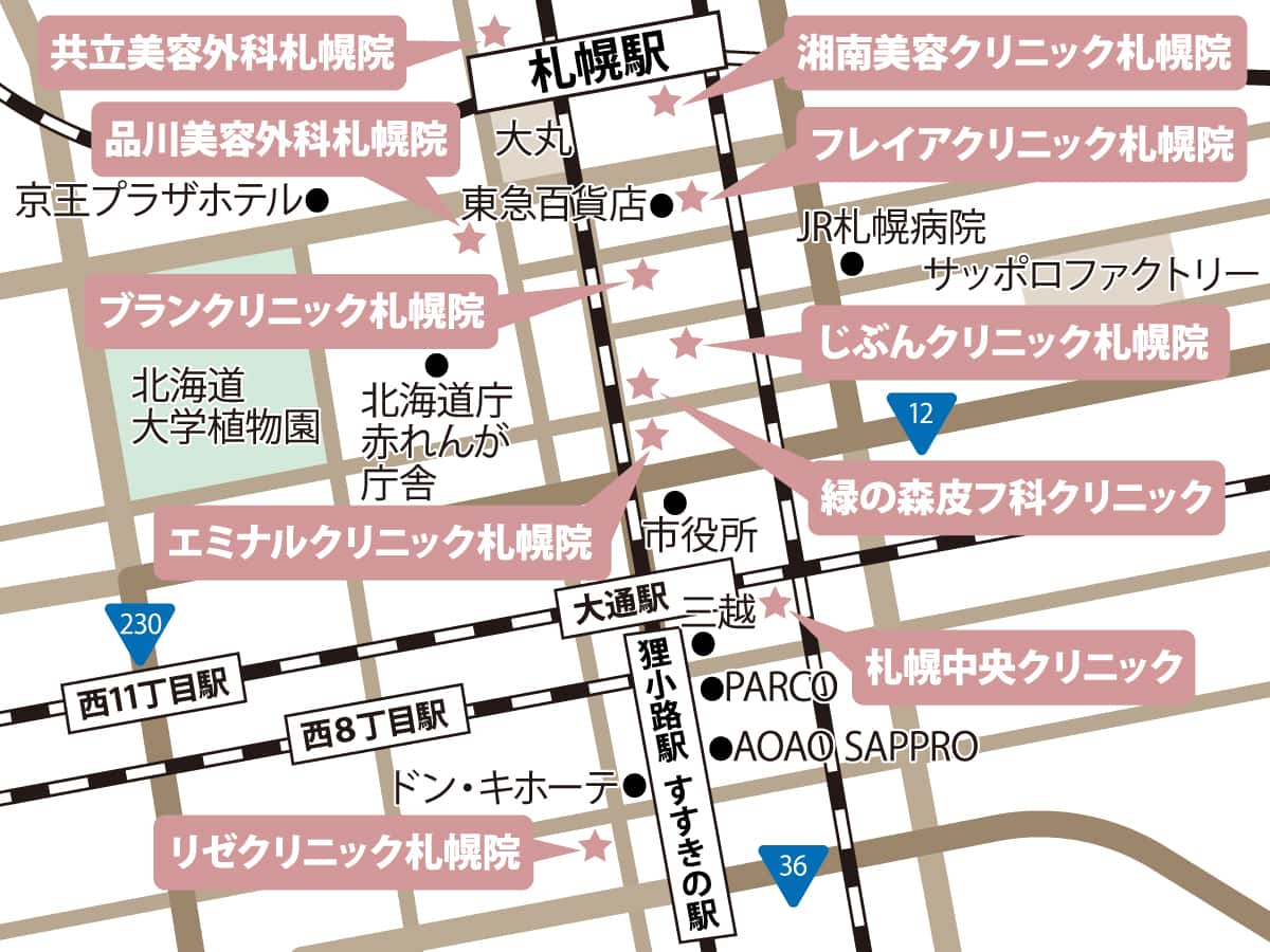 札幌のクリニックの地図