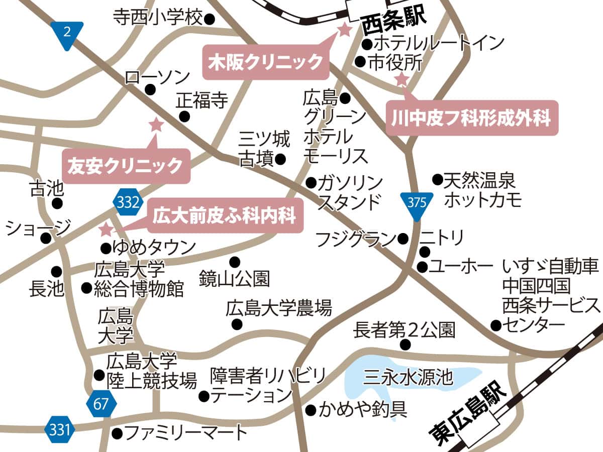 東広島のクリニックの地図