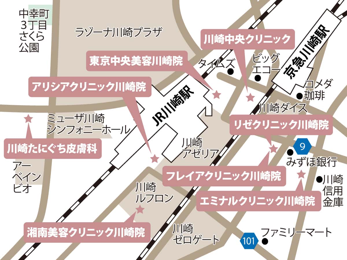 川崎のクリニックの地図