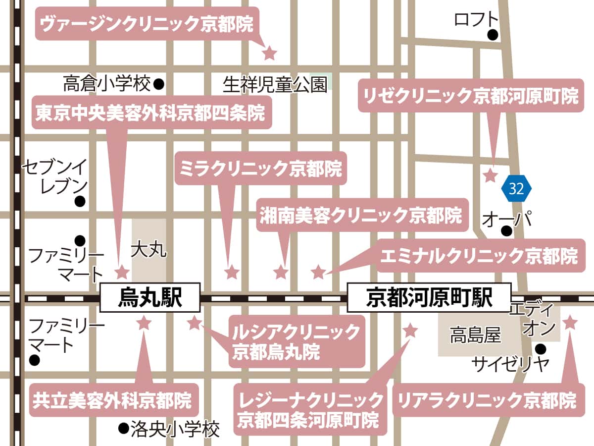 京都のクリニックの地図