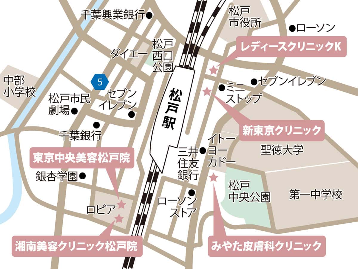 松戸のクリニックの地図