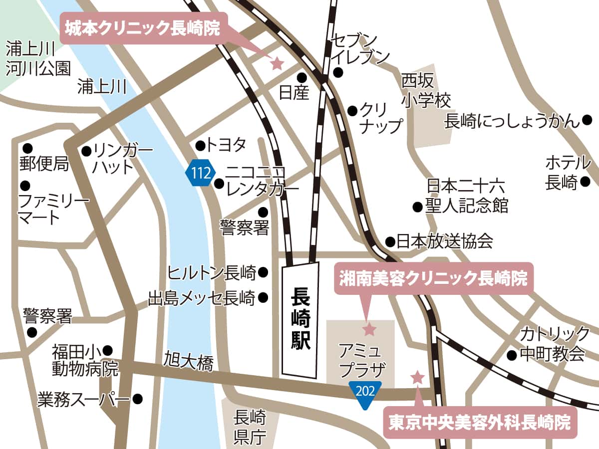 長崎のクリニックの地図