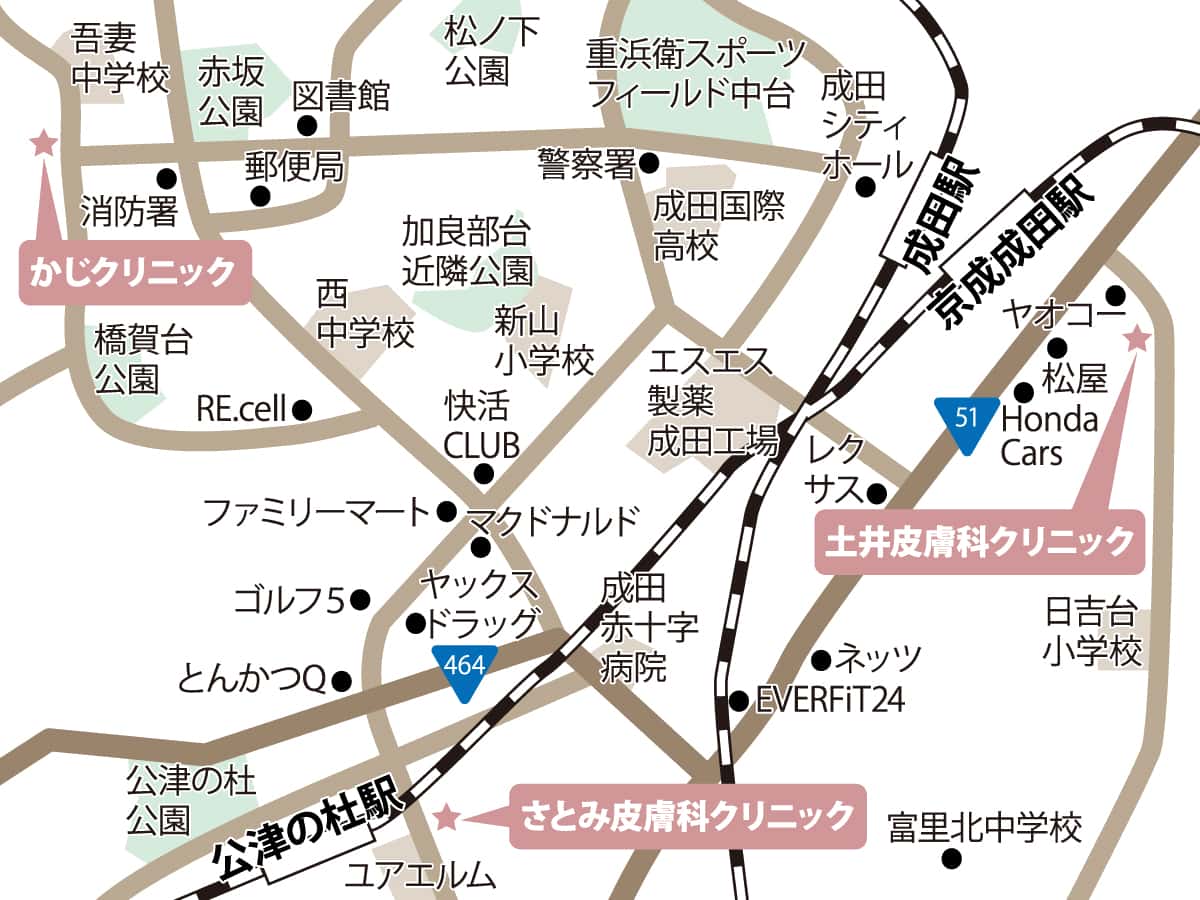 成田のクリニックの地図