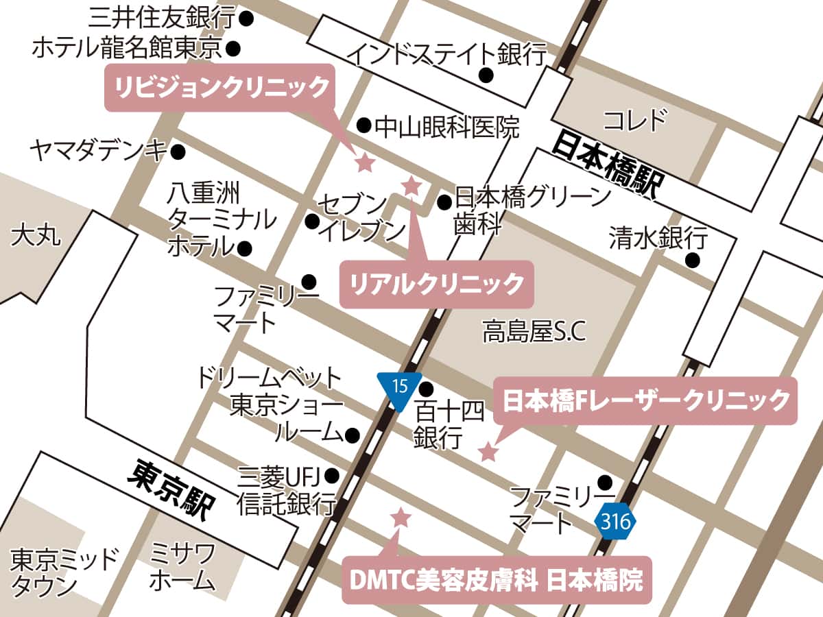 日本橋のクリニックの地図
