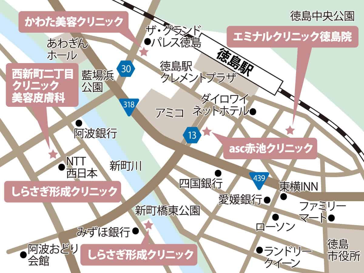 徳島のクリニックの地図