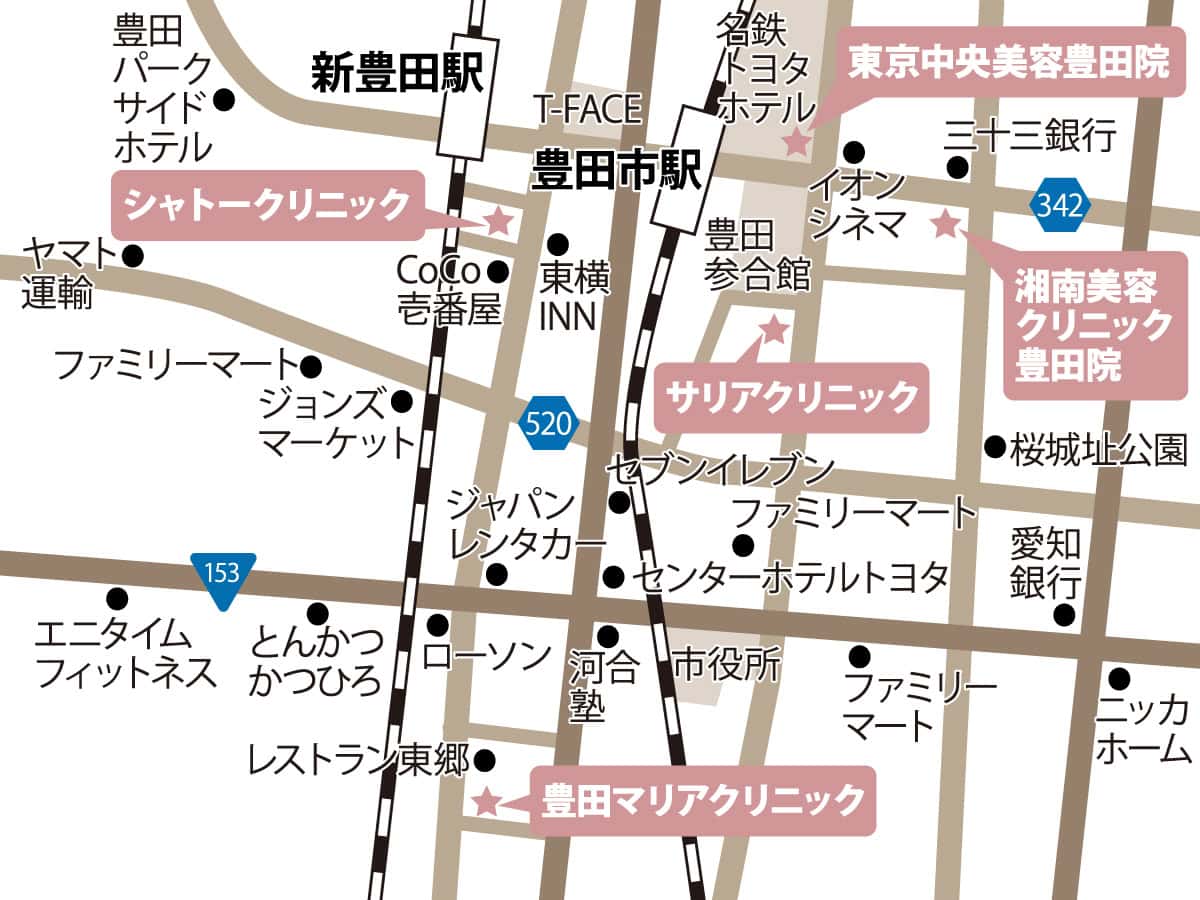 豊田市のクリニックの地図