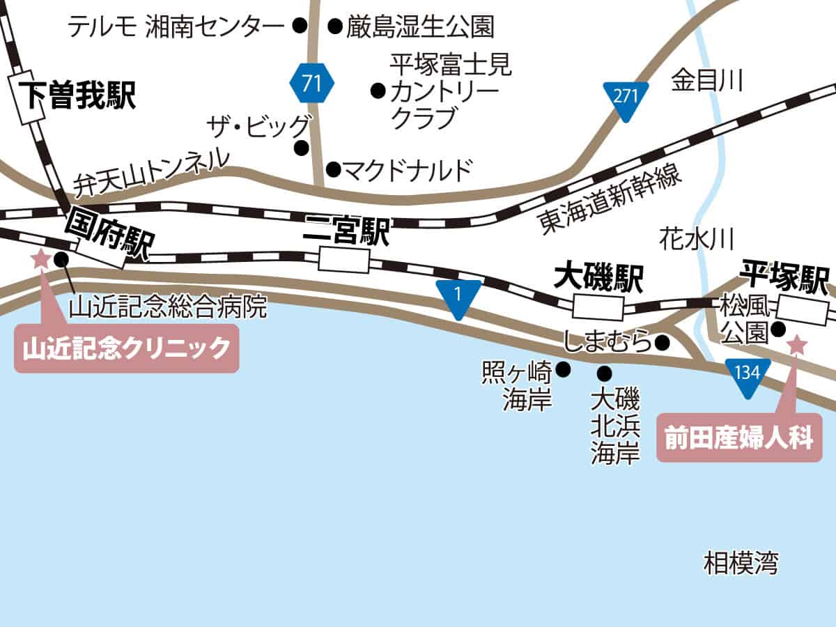 平塚のクリニックの地図