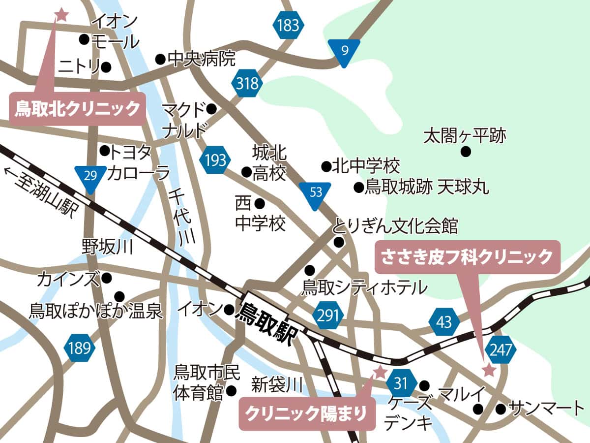 鳥取のクリニックの地図